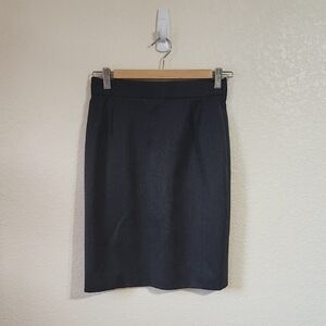 Vintage Escada Grey Wool Pencil Skirt Pleated Front Lined Size 34/4
